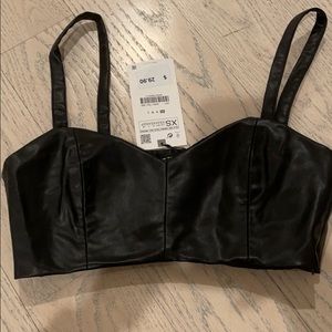 Faux leather crop top
